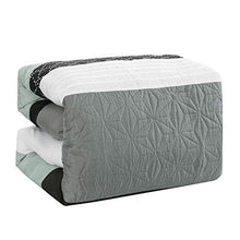 Load image into Gallery viewer, Shatex Bedding Comforter Set Bed in A Bag - 7 Piece Luxury Striped Microfiber Bedding Sets - Oversized Bedroom Comforters, Queen Size, Almarine Mint
