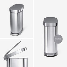 Load image into Gallery viewer, simplehuman 45 Liter / 12 Gallon Slim Hands-Free Kitchen Step Trash Can with Liner Rim, Stainless Steel 12 Gallons, Brushed with Plastic Lid
