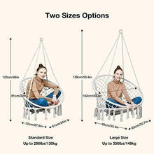 Load image into Gallery viewer, Greenstell Hammock Chair Macrame Swing with Cushion and Hanging Hardware Kits, Max 290 Lbs Hanging Cotton Rope Swing Chair, Comfortable Hanging Chairs for Indoor, Outdoor, Home, Patio, Yard (Beige)
