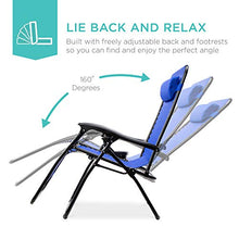 Load image into Gallery viewer, Best Choice Products Set of 2 Adjustable Steel Mesh Zero Gravity Lounge Chair Recliners w/Pillows and Cup Holder Trays, Cobalt Blue
