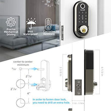 Load image into Gallery viewer, hornbill Deadbolt Lock, Smart Lock Front Door, Keyless Entry Door Lock Fingerprint Door Lock with Biometric Touchscreen Keypad, Digital WiFi Exterior Door Locks Work with Alexa and Google Assistant
