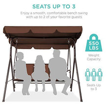 Load image into Gallery viewer, Best Choice Products 3-Seater Outdoor Adjustable Canopy Swing Glider, Patio Loveseat Bench for Deck, Porch w/Armrests, Textilene Fabric, Steel Frame - Brown
