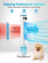 Load image into Gallery viewer, Evaporative Air Cooler - COMFYHOME 43-Inch Bladeless Tower Fan w/Cooler Mode &amp; 3 Speeds, 60°Oscillation, 20-Ft Remote, 12-Hour Timer, Personal Cooling Fan for Home Office Bedroom, 2 Ice Packs Included
