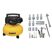 Load image into Gallery viewer, DEWALT Pancake Air Compressor, 6 Gallon, 165 PSI (DWFP55126) &amp; Accessory Kit, 17 Piece Compressor Inflation Kit, with Blow Gun, Air Chucks, &amp; Inflation Needles (Campbell Hausfeld MP284701AV)

