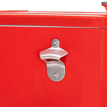 Load image into Gallery viewer, VINGLI 80 Quart Rolling Ice Chest on Wheels, Portable Patio Party Bar Drink Cooler Cart, with Shelf, Beverage Pool with Bottle Opener,Water Pipe and Cover (Red)
