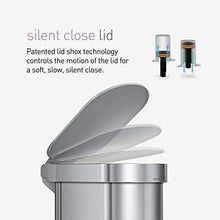 Load image into Gallery viewer, simplehuman 45 Liter / 12 Gallon Slim Hands-Free Kitchen Step Trash Can with Liner Rim, Stainless Steel 12 Gallons, Brushed with Plastic Lid
