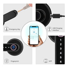 Load image into Gallery viewer, Laxre Fingerprint Smart Lock,Touchscreen Room Door Lock, Phone App Digital Lever Lock, Bluetooth Door knob,Keyless Entry Front Door Lock with keypad, USB Charging for Home&amp;Hotel&amp;Office&amp;Interior Door
