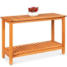 Load image into Gallery viewer, Best Choice Products 48in 2-Shelf Eucalyptus Wood Console Table Indoor Outdoor Multifunctional Buffet Bar Storage Organizer w/Natural Finish, Sliders
