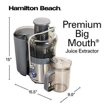 Load image into Gallery viewer, Hamilton Beach Premium Juicer Machine, Big Mouth 3" Feed Chute, Centrifugal, Easy Clean, 2-Speeds, BPA Free 40 oz Pitcher, 850W, Silver (67850)
