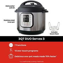 Load image into Gallery viewer, Instant Pot Duo Mini 7-in-1 Electric Pressure Cooker, Slow Cooker, Rice Cooker, Steamer, Saute, Yogurt Maker, Sterilizer, and Warmer, 3 Quart, 14 One-Touch Programs
