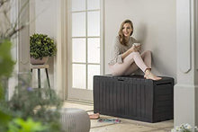 Load image into Gallery viewer, Keter Marvel Plus 71 Gallon Resin Outdoor Storage Box for Patio Furniture Cushion Storage, Brown
