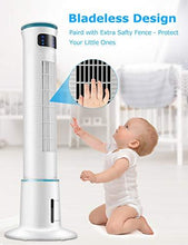 Load image into Gallery viewer, Evaporative Air Cooler - COMFYHOME 43-Inch Bladeless Tower Fan w/Cooler Mode &amp; 3 Speeds, 60°Oscillation, 20-Ft Remote, 12-Hour Timer, Personal Cooling Fan for Home Office Bedroom, 2 Ice Packs Included
