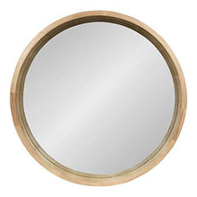 Load image into Gallery viewer, Kate and Laurel Hutton Round Decorative Large Modern Wood Frame Wall Mirror, 30 Inch Diameter, Natural Finish
