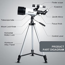 Load image into Gallery viewer, Stilnend Telescope 70mm Aperture 500mm AZ Mount Astronomical Refractor Telescope for Kids Adults &amp; Beginners Fully Multi-Coated Optics Portable with Tripod Phone Adapter
