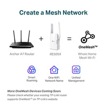 Load image into Gallery viewer, TP-Link AX1500 WiFi Extender Internet Booster, WiFi 6 Range Extender Covers up to 1500 sq.ft and 25 Devices,Dual Band up to 1.5Gbps Speed, AP Mode w/Gigabit Port, APP Setup, OneMesh Compatible(RE505X)
