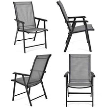 Load image into Gallery viewer, Giantex Set of 4 Patio Dining Chairs, Outdoor Chairs, Portable Folding Chairs for Camping Pool Beach Deck, Lawn Chair with Armrest, 4-Pack Patio Chairs, Metal Frame, Grey
