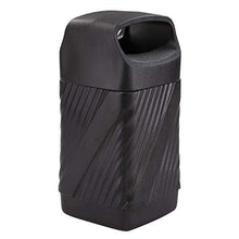 Load image into Gallery viewer, Safco Products 9371BL Twist Outdoor/Indoor Covered Top Plastic Trash Can, 32-Gallons, Two Openings, Touch-Free Disposal, Weather-Resistant, Ideal for Busy Environments, Black
