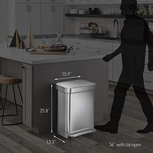 Load image into Gallery viewer, simplehuman 45 Liter Rectangular Hands-Free Kitchen Step Trash Can with Soft-Close Lid, Brushed Stainless Steel

