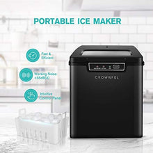 Load image into Gallery viewer, CROWNFUL Ice Maker Countertop Machine, 9 Ice Cubes Ready in 8 Minutes, 26lbs Bullet Ice Cubes in 24H, Electric Ice Maker with Scoop and Basket - Black
