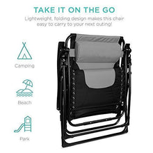 Load image into Gallery viewer, Best Choice Products Oversized Padded Zero Gravity Chair, Folding Outdoor Patio Recliner for Backyard, Beach w/Headrest, Side Tray, Textilene Mesh - Gray

