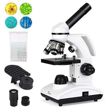 Load image into Gallery viewer, TELMU Microscope 40X-1000X Dual Cordless LED Illumination Lab Compound Monocular Microscopes with Optical Glass Lenses &amp; 10 Slides 

