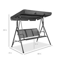 Load image into Gallery viewer, Best Choice Products 3-Seater Outdoor Adjustable Canopy Swing Glider, Patio Loveseat Bench for Deck, Porch w/Armrests, Textilene Fabric, Steel Frame - Gray

