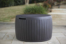 Load image into Gallery viewer, Keter Circa 37 Gallon Round Deck Box, Patio Table for Outdoor Cushion Storage, Brown
