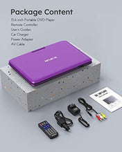 Load image into Gallery viewer, 17.5" Portable DVD Player with 15.6" Large HD Screen, 6 Hours Rechargeable Battery, Support USB/SD Card/Sync TV and Multiple Disc Formats, High Volume Speaker, Purple

