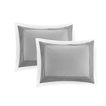 Load image into Gallery viewer, Comfort Spaces Cozy Comforter Set-Modern Classic Design All Season Down Alternative Bedding, Matching Shams, Bedskirt, Decorative Pillows, Queen (90"x90"), Malcom, Hotel Deluxe Gray 7 Piece

