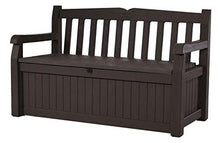 Load image into Gallery viewer, Keter Eden 70 Gallon Storage Bench Deck Box for Patio Furniture, Front Porch Decor and Outdoor Seating – Perfect to Store Garden Tools and Pool Toys,Brown / Brown
