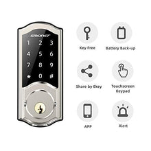 Load image into Gallery viewer, [2021 New]Smart Door Lock, SMONET Smart Keypad Deadbolt Lock Bluetooth Keyless, Touchscreen Enable Physical Keys, Auto Lock, Remotely Share,Send eKey,Free APP Control for Home, Hotel, Apartment,Silver
