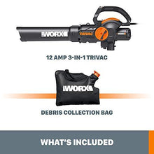 Load image into Gallery viewer, WORX WG512 Trivac 2.0 Electric 12-amp 3-in-1 Vacuum Blower/Mulcher/Vac, Black and Orange
