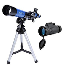 Load image into Gallery viewer, MaxUSee Kids Telescope 400x40mm with Finder Scope for Kids &amp; Beginners + Portable 10X42 HD Monocular with BAK4 Prism FMC Lens for Moon Viewing Bird Watching Wildlife Scenery
