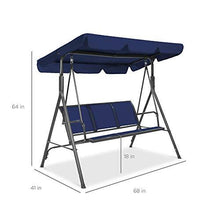 Load image into Gallery viewer, Best Choice Products 3-Seater Outdoor Adjustable Canopy Swing Glider, Patio Loveseat Bench for Deck, Porch w/Armrests, Textilene Fabric, Steel Frame - Navy
