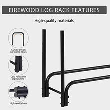Load image into Gallery viewer, VIVOHOME 4ft Heavy Duty Indoor Outdoor Firewood Storage Log Rack with Cover Combo Set Black
