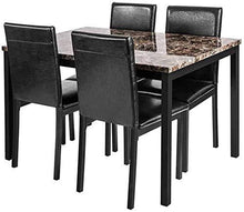 Load image into Gallery viewer, Recaceik 5-Piece Kitchen Table, Faux Marble Dining Set for 4 with Chairs for Small Spaces Living Room Home Furniture, Black…
