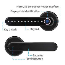 Load image into Gallery viewer, Laxre Fingerprint Smart Lock,Touchscreen Room Door Lock, Phone App Digital Lever Lock, Bluetooth Door knob,Keyless Entry Front Door Lock with keypad, USB Charging for Home&amp;Hotel&amp;Office&amp;Interior Door
