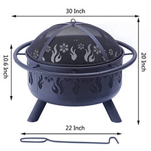 Load image into Gallery viewer, CGVOVOT Fire Pits for Outside - 30 Inch Outdoor Fire Pits with Flame and Snowflake Pattern,Spark Screen,and Fireplace Poker
