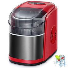 Load image into Gallery viewer, Kismile Countertop Ice Maker Machine,26Lbs/24H Compact Automatic Ice Makers,9 Cubes Ready in 6-8 Minutes,Portable Ice Cube Maker with self-Cleaning Program (Black and Red)
