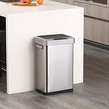 Load image into Gallery viewer, EKO EK9262MT-45L Horizon 45 Liter/11.9 Gallon Rectangular Motion Sensor Trash Can, Brushed Stainless Steel Finish
