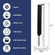 Load image into Gallery viewer, GOFLAME Evaporative Air Cooler, 3-in-1 Portable Tower Fan with Remote Control, 3 Speeds and 3 Modes, 9H Timer, LED Display, Air Humidifier Air Conditioner Fan for Home and Office
