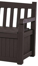 Load image into Gallery viewer, Keter Eden 70 Gallon Storage Bench Deck Box for Patio Furniture, Front Porch Decor and Outdoor Seating – Perfect to Store Garden Tools and Pool Toys,Brown / Brown
