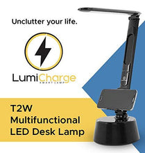 Load image into Gallery viewer, LumiCharge T2W Wireless Phone Charger Compatible iPhone/Android + Bluetooth Speaker + Adjustable Desk Lamp with Date Time TemperatureDisplay
