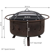 Load image into Gallery viewer, Sunnydaze Cosmic Outdoor Fire Pit - 30 Inch Round Bonfire Wood Burning Patio &amp; Backyard Firepit for Outside with Cooking BBQ Grill Grate, Spark Screen, and Fireplace Poker, Celestial Design
