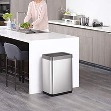 Load image into Gallery viewer, EKO Mirage-X 47 Liter / 12.4 Gallon Touchless Rectangular Motion Sensor Trash Can with Removable Liner, Brushed Stainless Steel Finish
