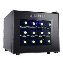 Load image into Gallery viewer, 12 Bottle Wine Cooler Refrigerator- Freestanding Wine Cellar for Red, White, Champagne or Sparkling Wine,Compressor Wine Chiller Digital Temperature Control Fridge Glass Door - Black
