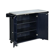 Load image into Gallery viewer, Home Styles Liberty Black Kitchen Cart with Stainless Steel Top, 53.5W x 18D x 36H
