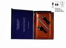 Load image into Gallery viewer, Skyborne iTravel Wallet 2.0 | Leather Passport Travel Folio | Qi Cell Phone Power Bank Travel Wallet for Men | RFID Protected, Built-In Wireless Charging, Organizes Credit Cards, Boarding Passes

