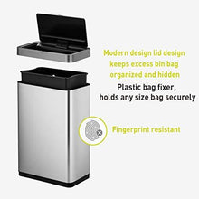 Load image into Gallery viewer, EKO Mirage-X 47 Liter / 12.4 Gallon Touchless Rectangular Motion Sensor Trash Can with Removable Liner, Brushed Stainless Steel Finish
