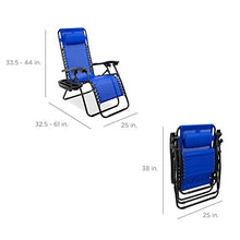 Load image into Gallery viewer, Best Choice Products Set of 2 Adjustable Steel Mesh Zero Gravity Lounge Chair Recliners w/Pillows and Cup Holder Trays, Cobalt Blue
